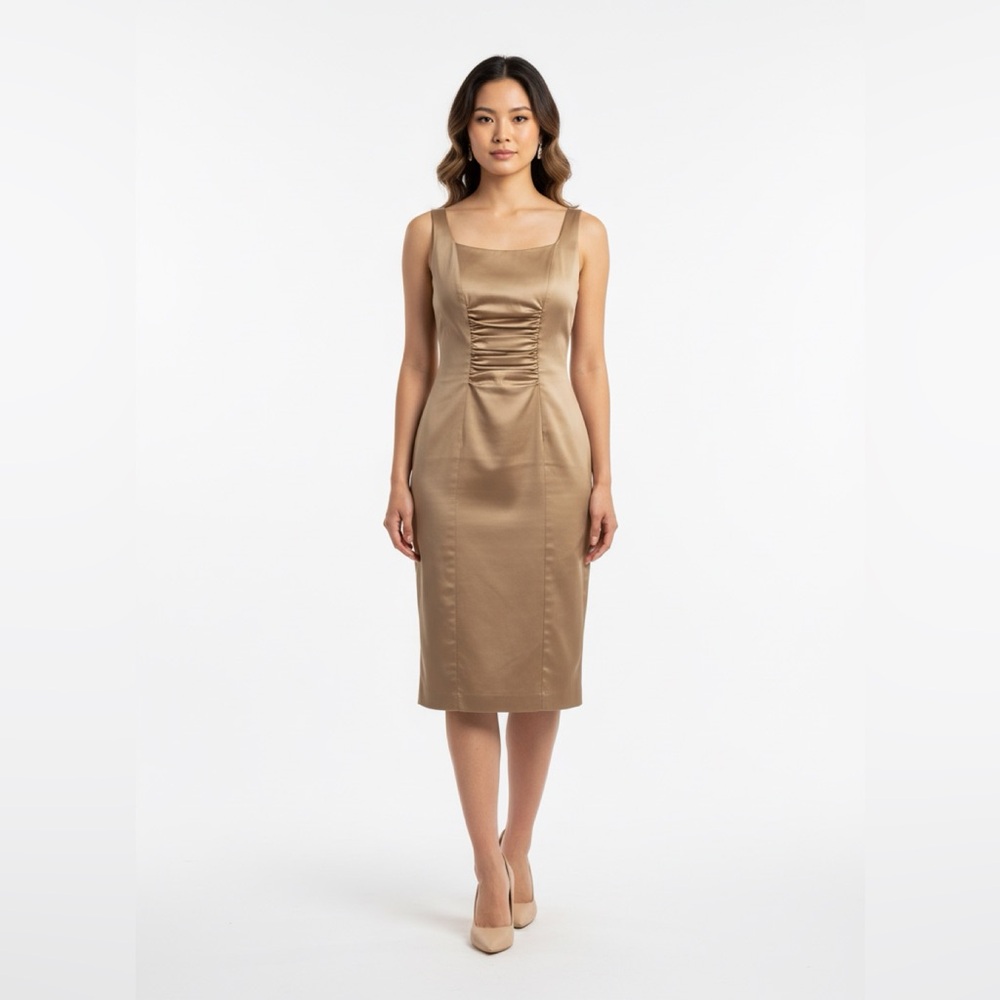Elegant Tan Sleeveless Dress midi
